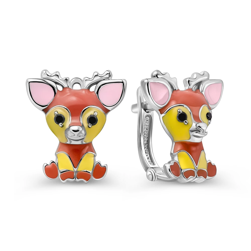Серьги детские с фианитами из серебра 925 пробы