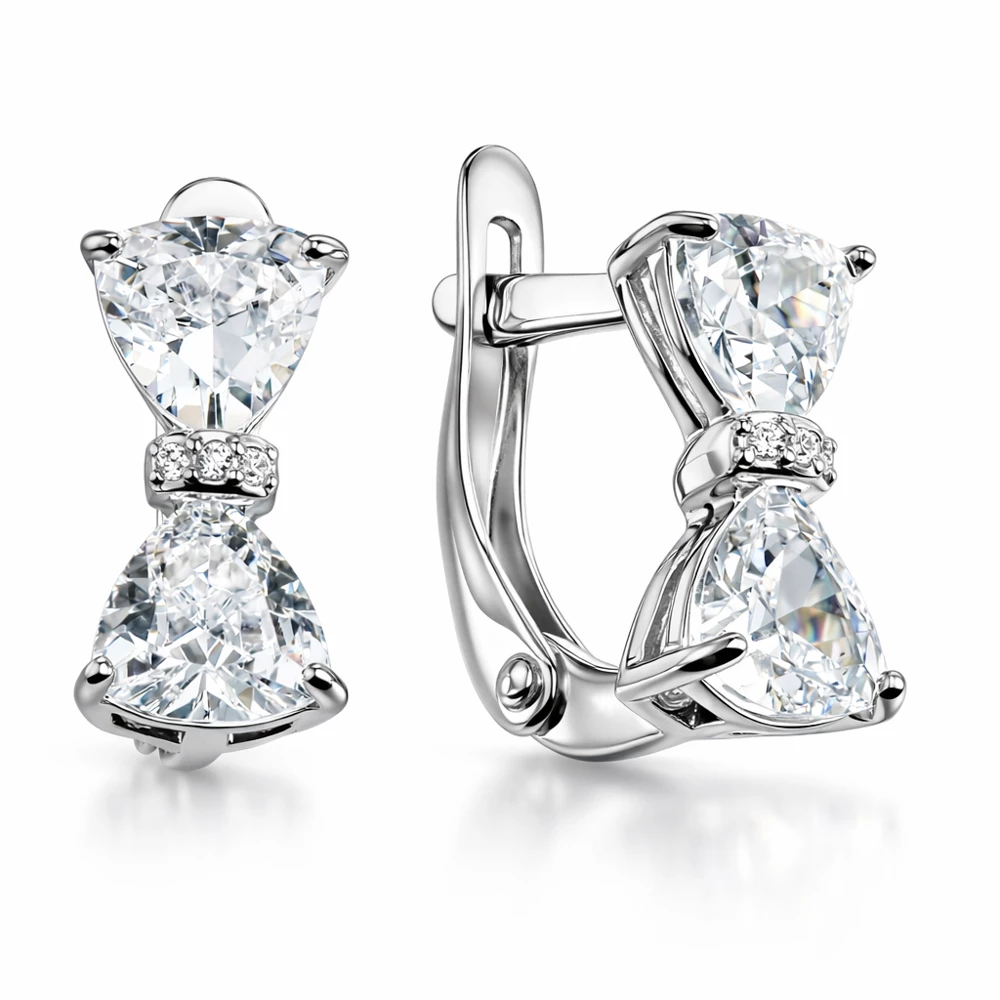 Серьги с фианитами из серебра 925 пробы