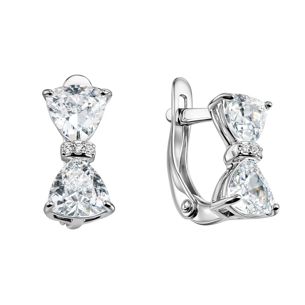 Серьги с фианитами из серебра 925 пробы