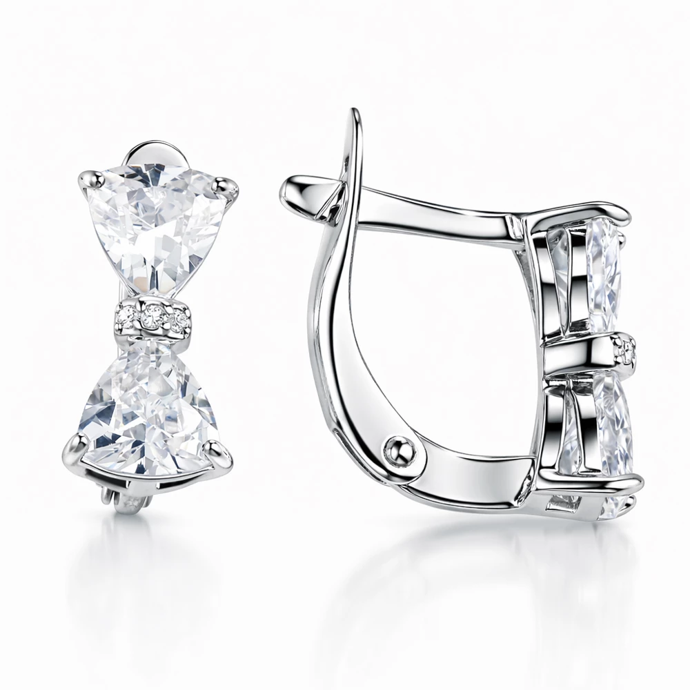 Серьги с фианитами из серебра 925 пробы