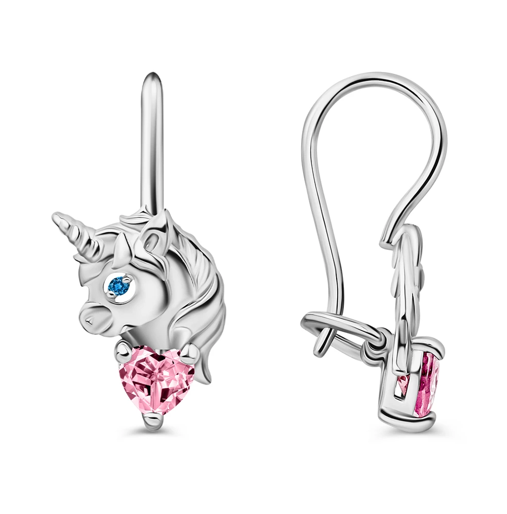 Серьги детские с фианитами из серебра 925 пробы