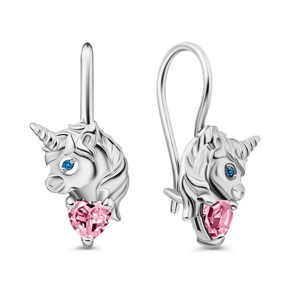 Серьги детские с фианитами из серебра 925 пробы
