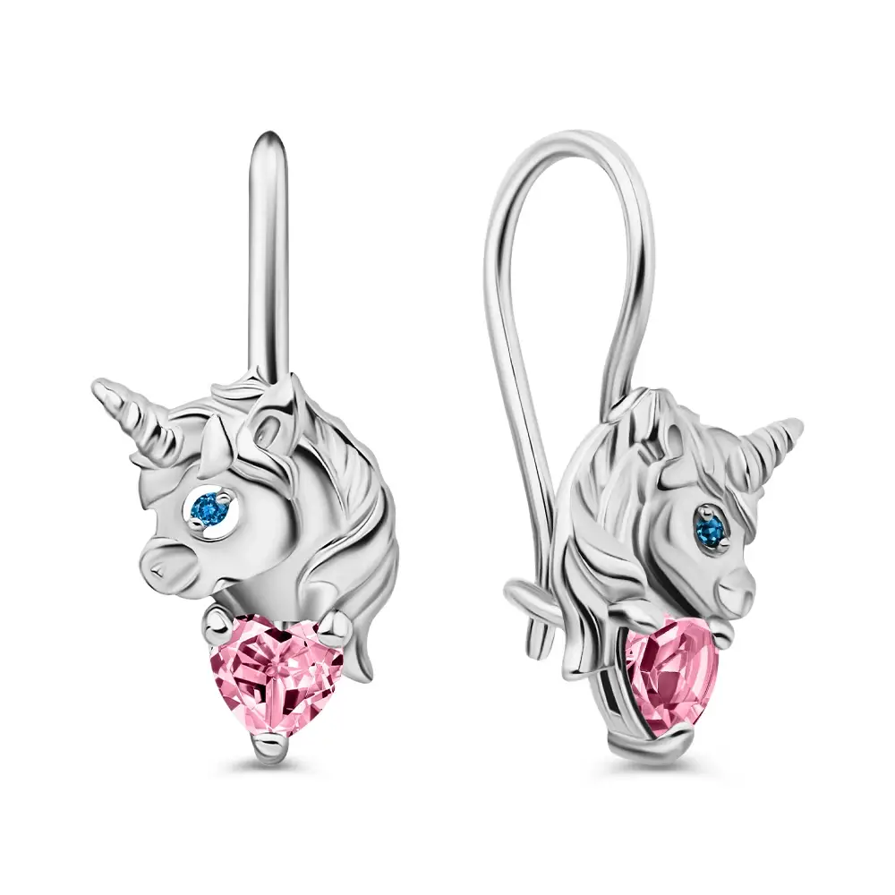 Серьги детские с фианитами из серебра 925 пробы