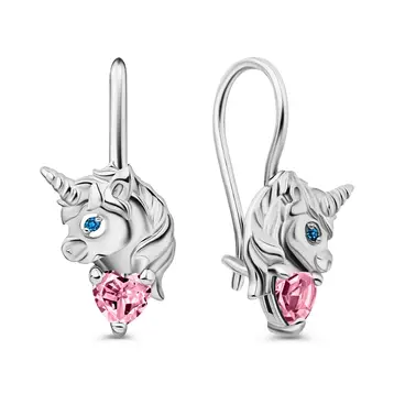 Серьги детские с фианитами из серебра 925 пробы