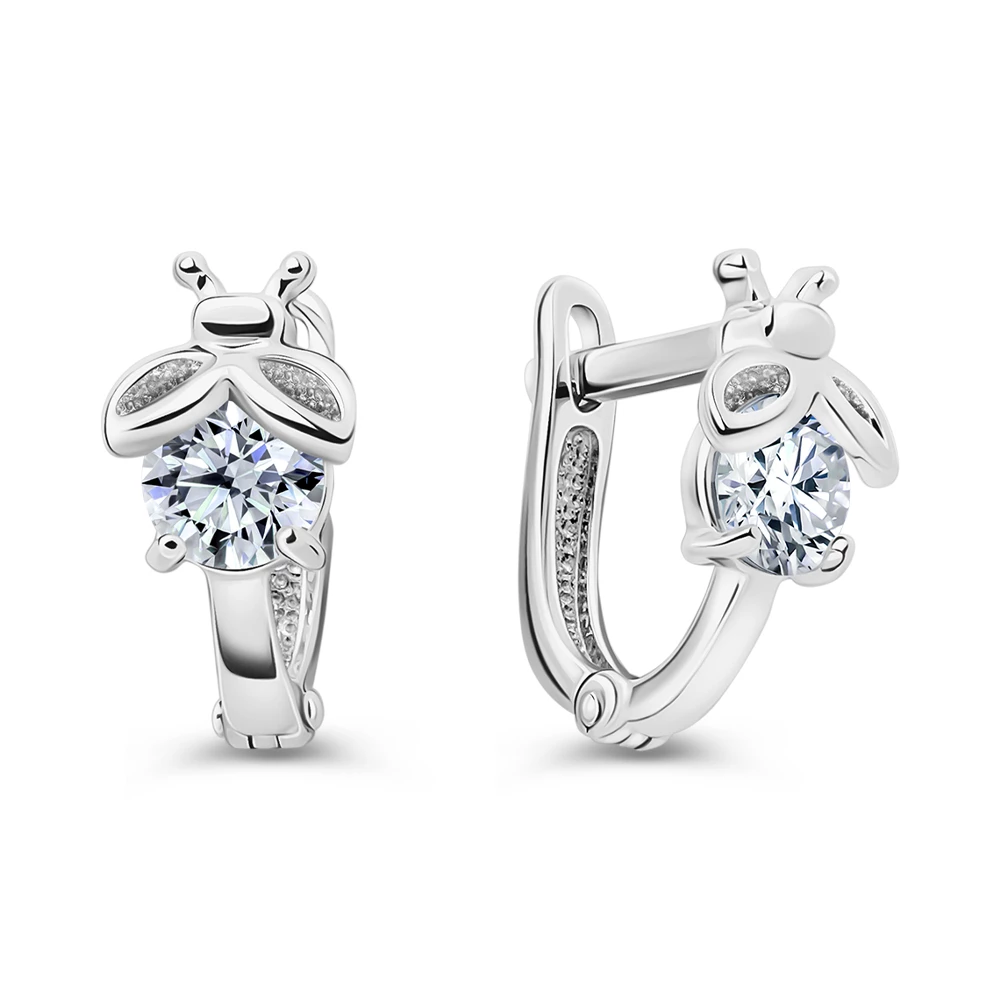 Серьги детские с фианитами из серебра 925 пробы