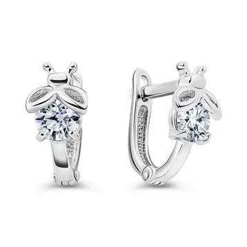 Серьги детские с фианитами из серебра 925 пробы