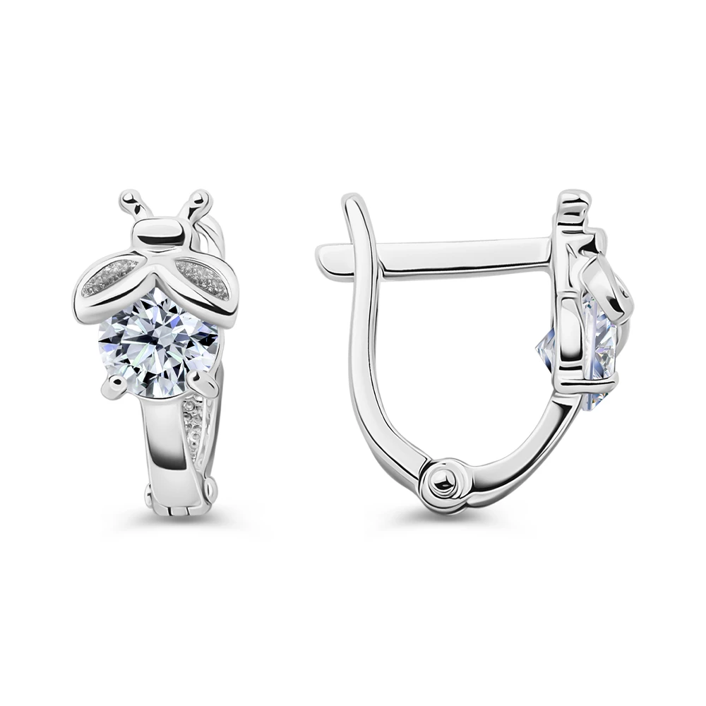 Серьги детские с фианитами из серебра 925 пробы 2