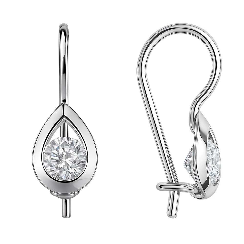 Серьги детские с фианитами из серебра 925 пробы