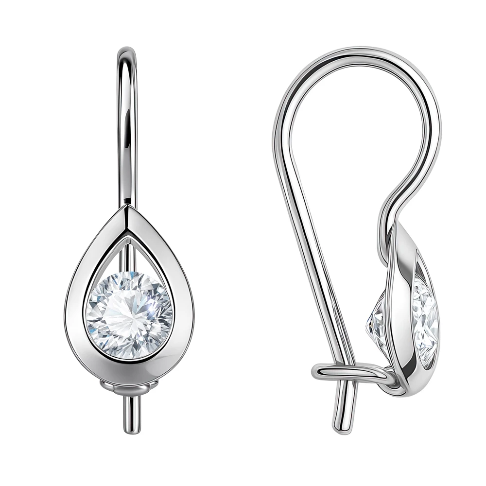 Серьги детские с фианитами из серебра 925 пробы