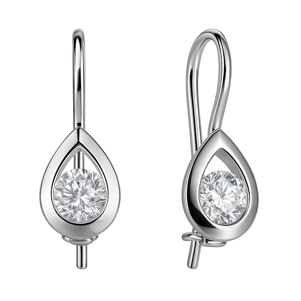 Серьги детские с фианитами из серебра 925 пробы