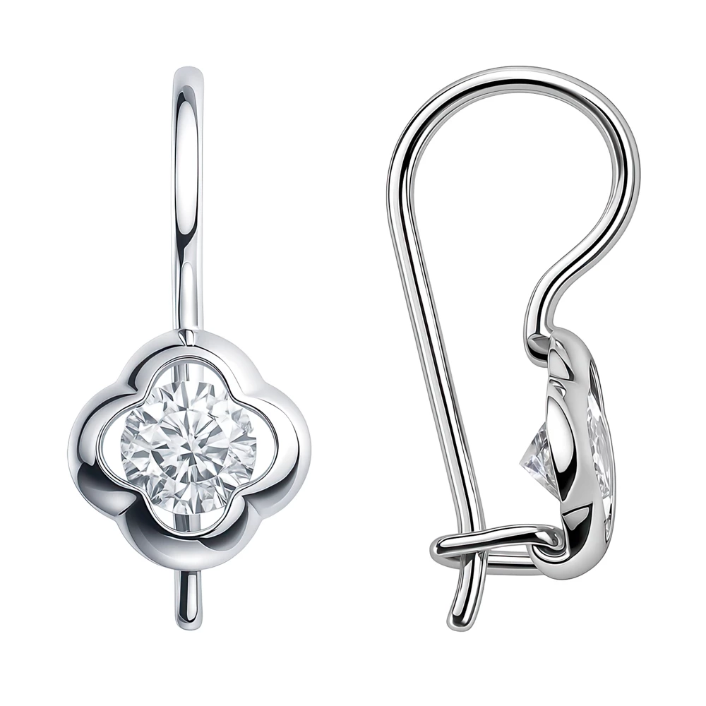 Серьги детские с фианитами из серебра 925 пробы