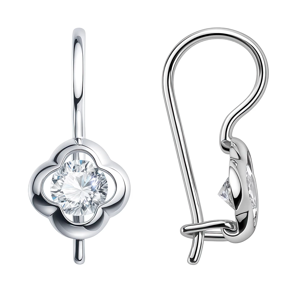 Серьги детские с фианитами из серебра 925 пробы