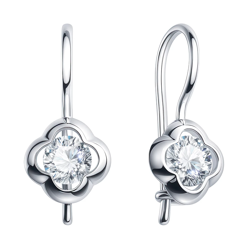 Серьги детские с фианитами из серебра 925 пробы