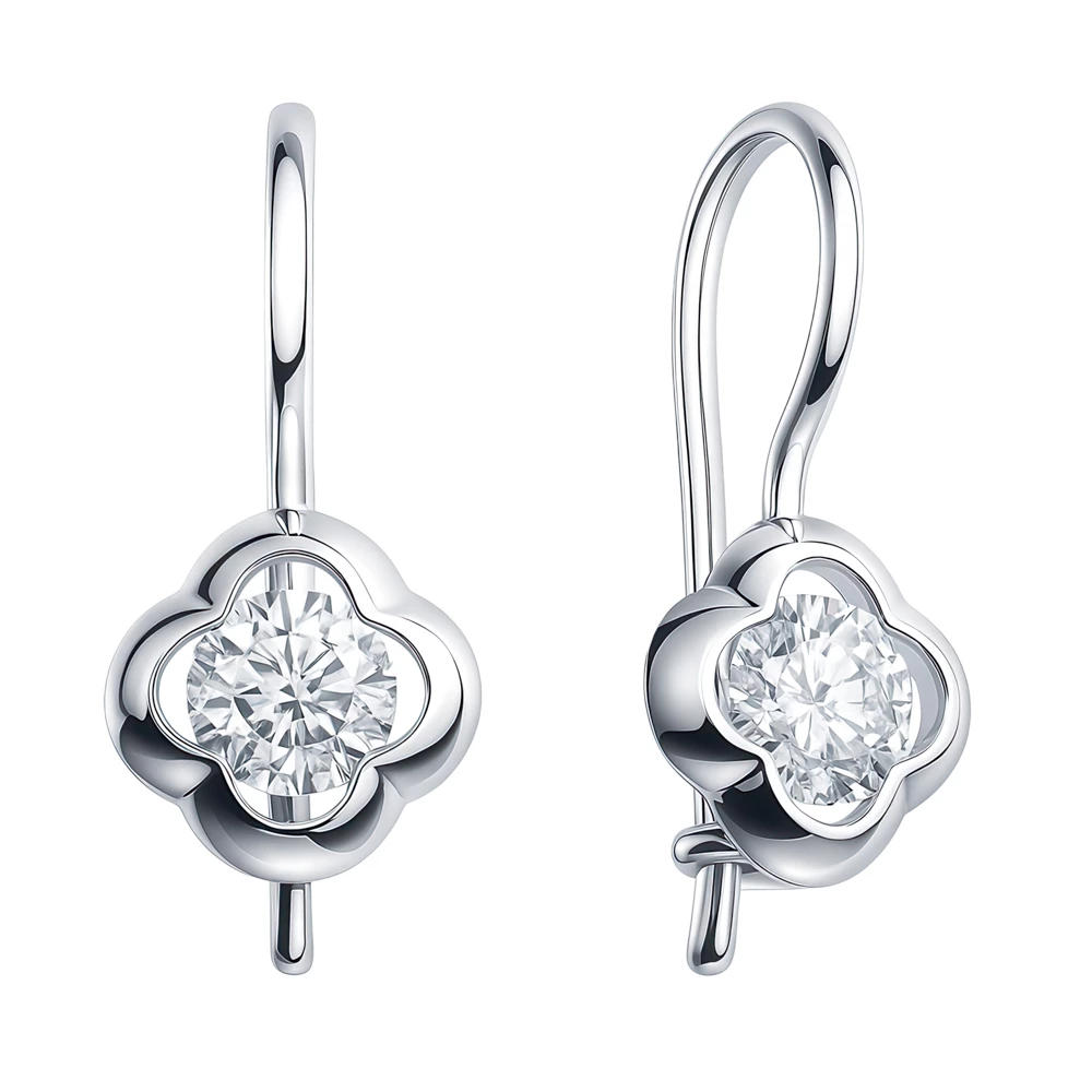 Серьги детские с фианитами из серебра 925 пробы