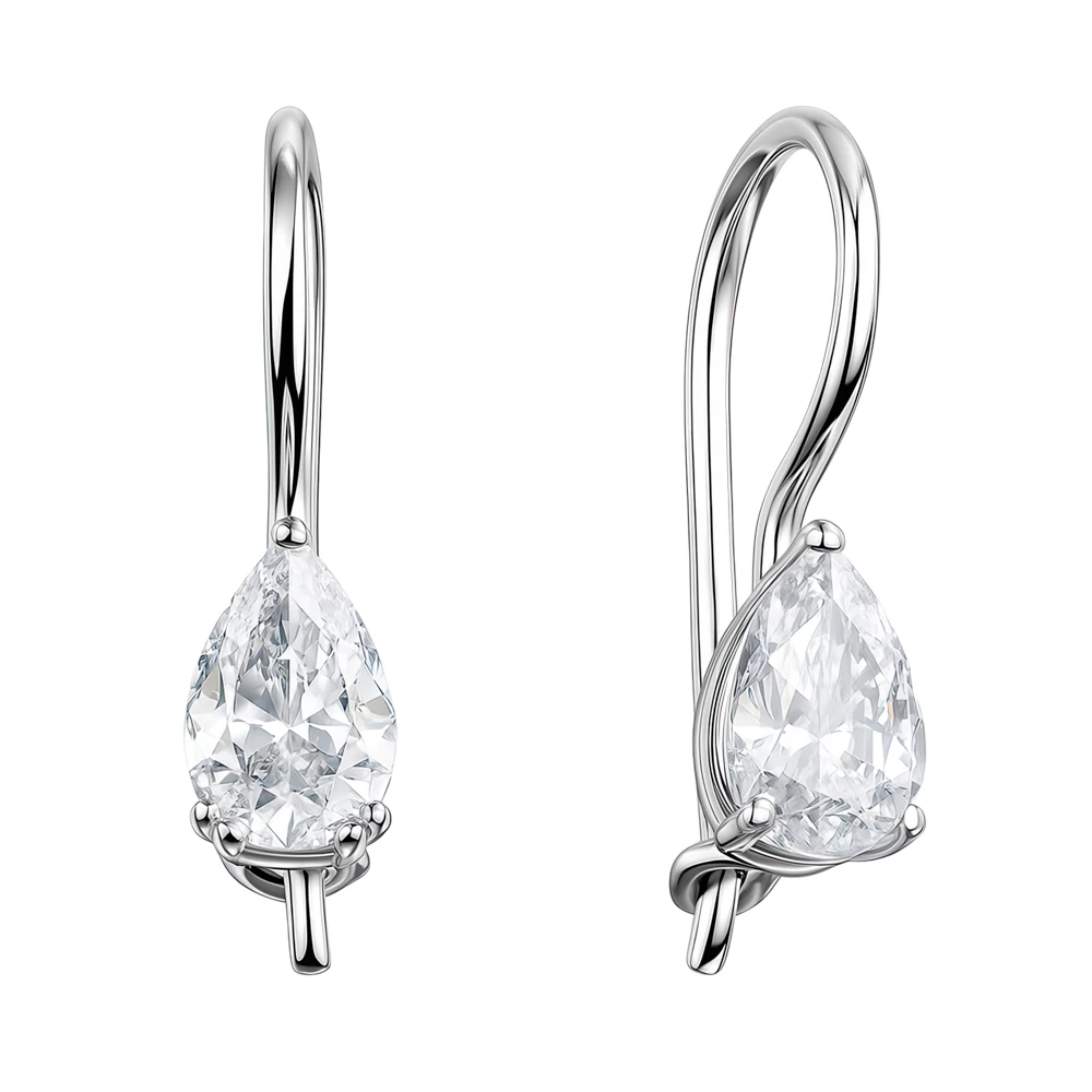 Серьги детские с фианитами из серебра 925 пробы