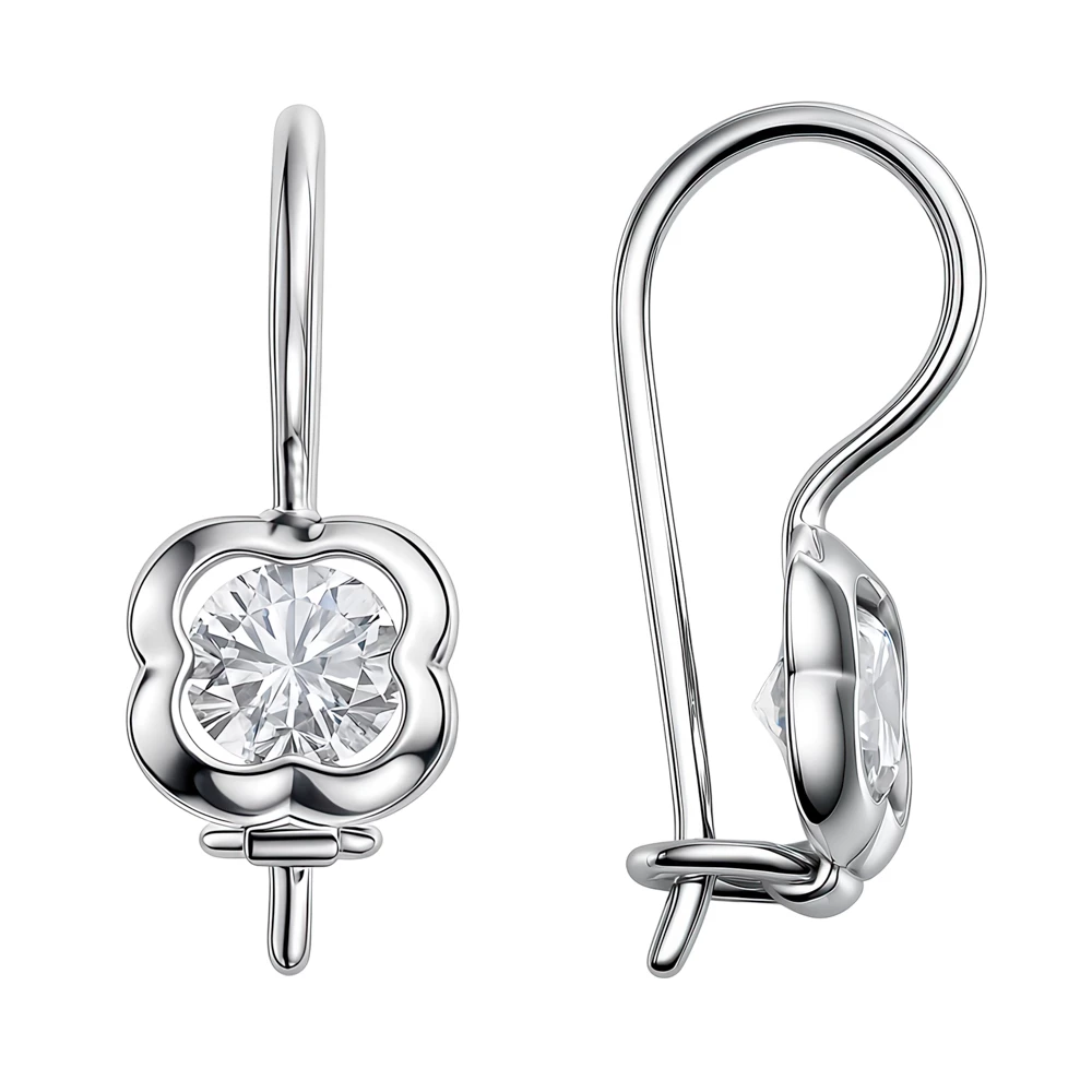 Серьги детские с фианитами из серебра 925 пробы