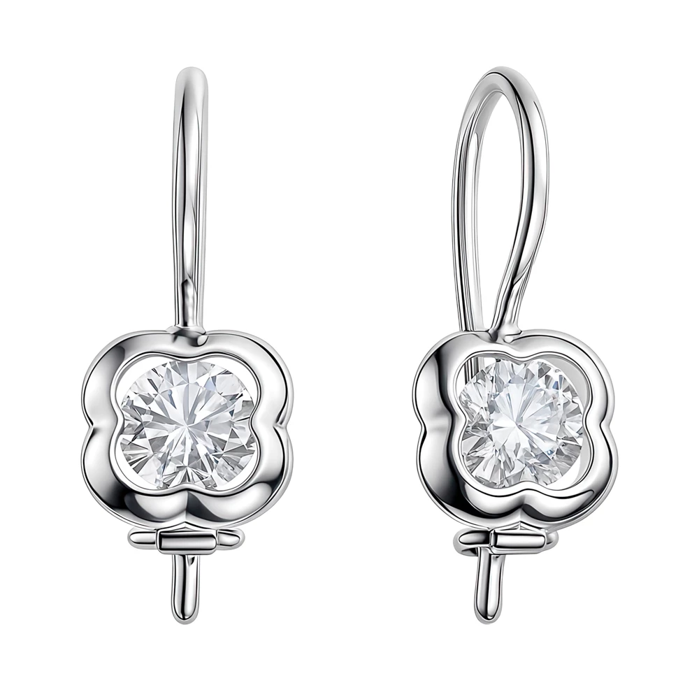 Серьги детские с фианитами из серебра 925 пробы