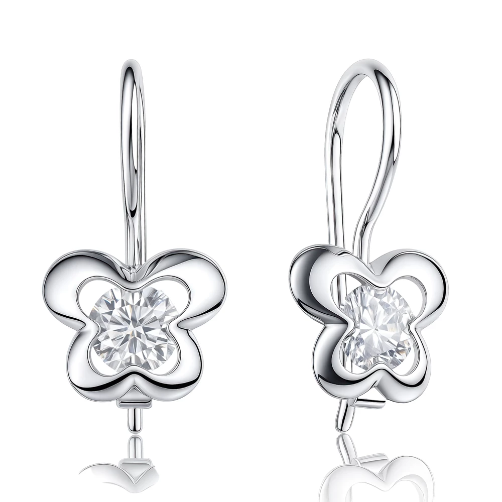 Серьги  Бабочка детские с фианитами из серебра 925 пробы