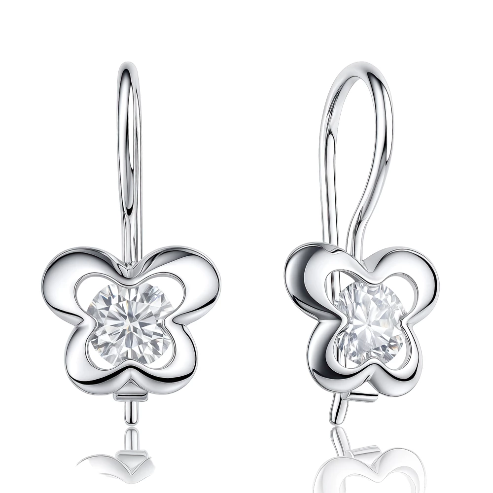 Серьги  Бабочка детские с фианитами из серебра 925 пробы