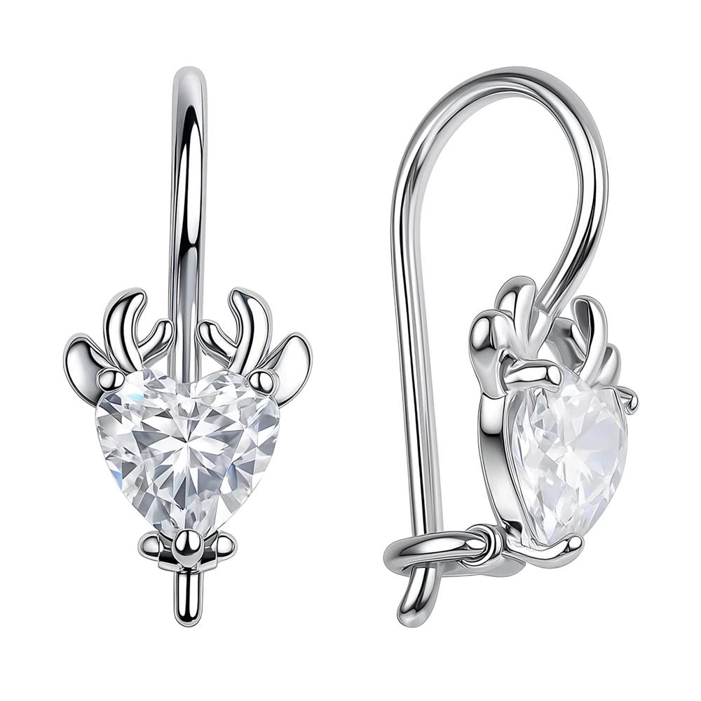 Серьги детские с фианитами из серебра 925 пробы