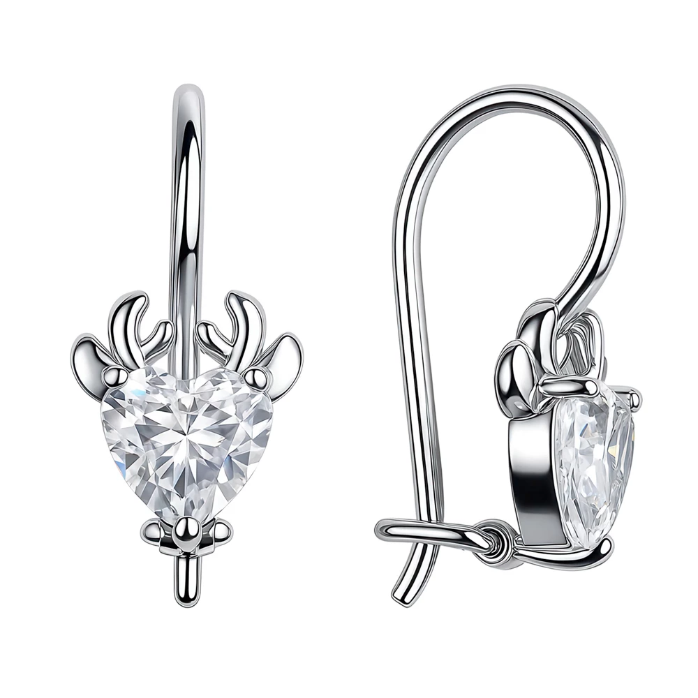 Серьги детские с фианитами из серебра 925 пробы