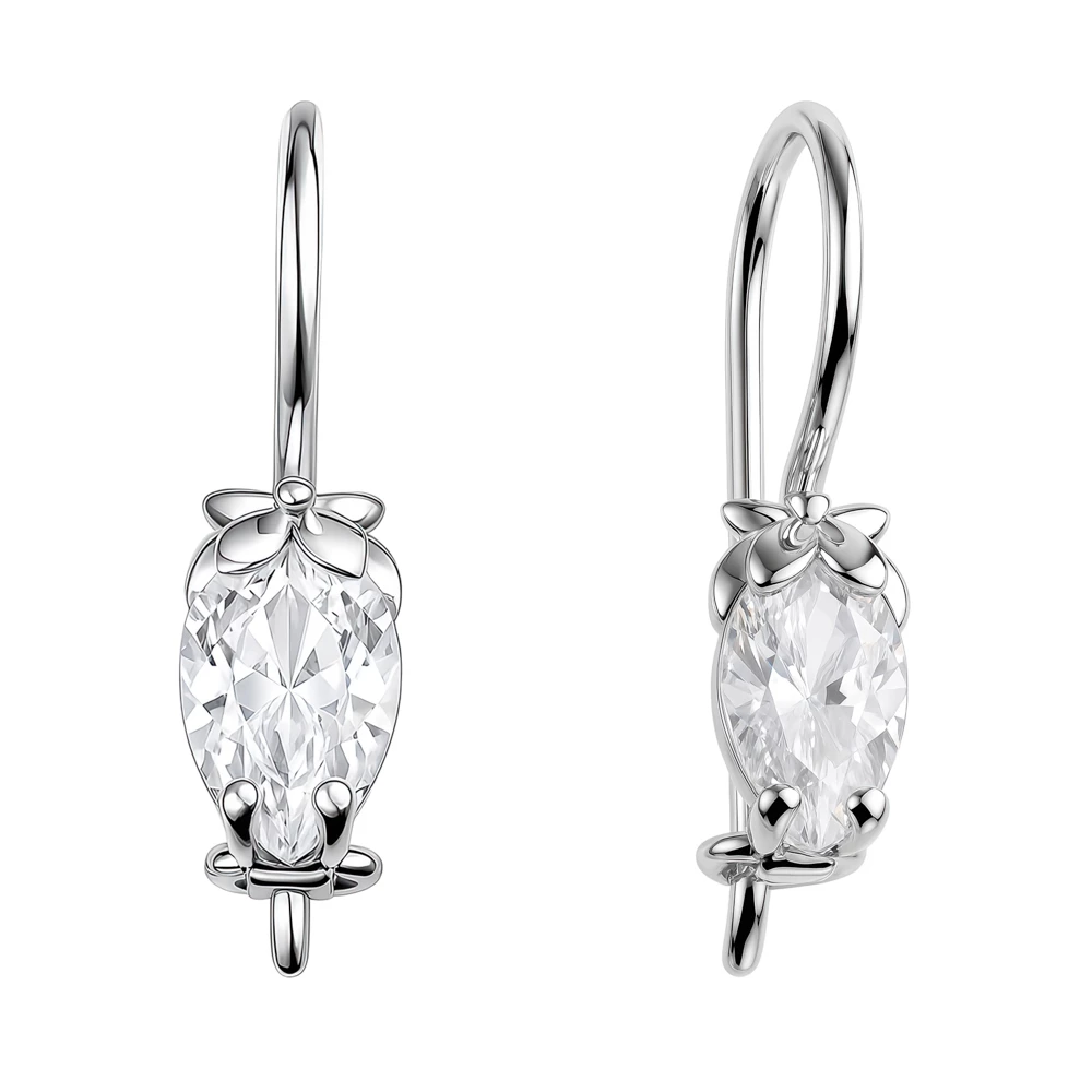 Серьги  Сова детские с фианитами из серебра 925 пробы