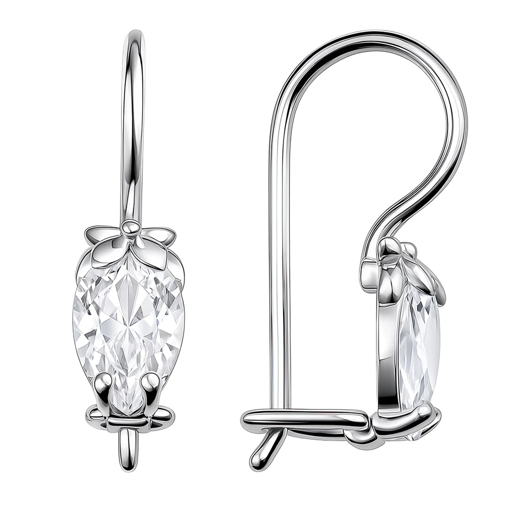 Серьги  Сова детские с фианитами из серебра 925 пробы