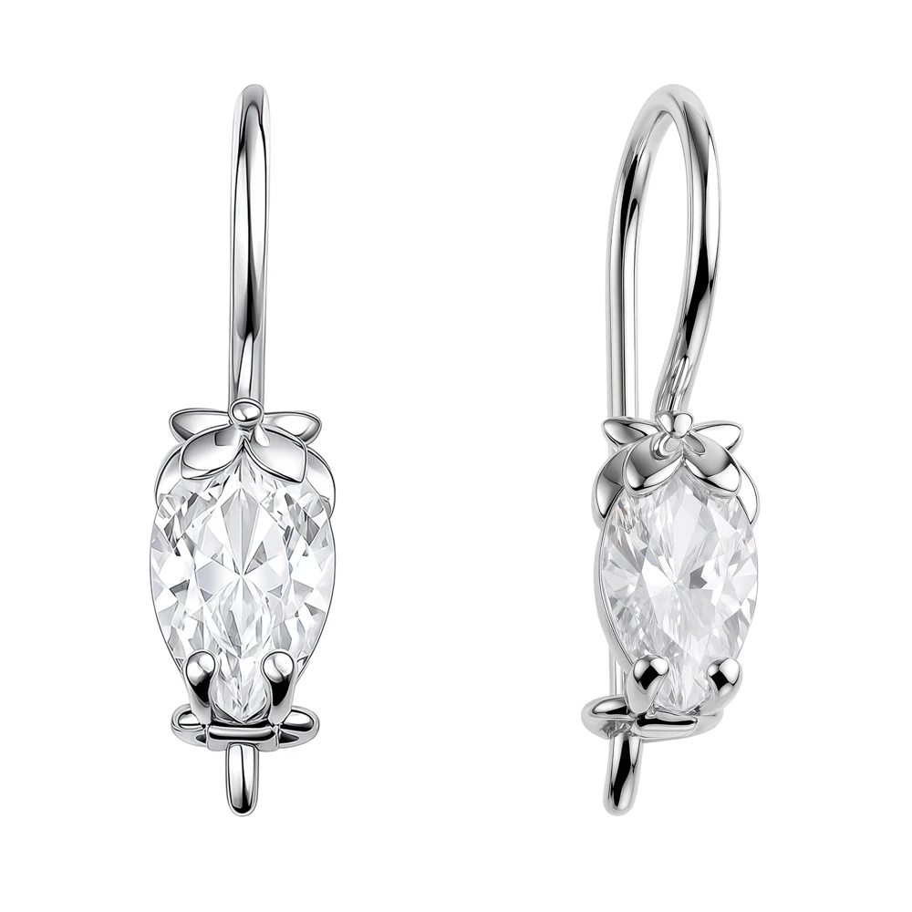 Серьги  Сова детские с фианитами из серебра 925 пробы