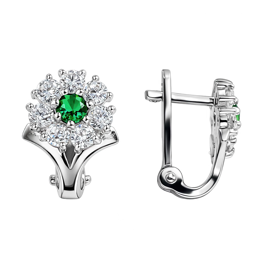 Серьги детские с фианитами из серебра 925 пробы