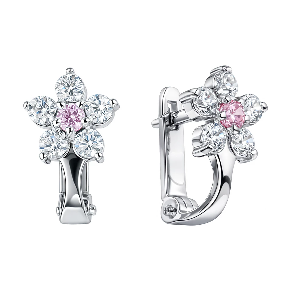 Серьги детские с фианитами из серебра 925 пробы