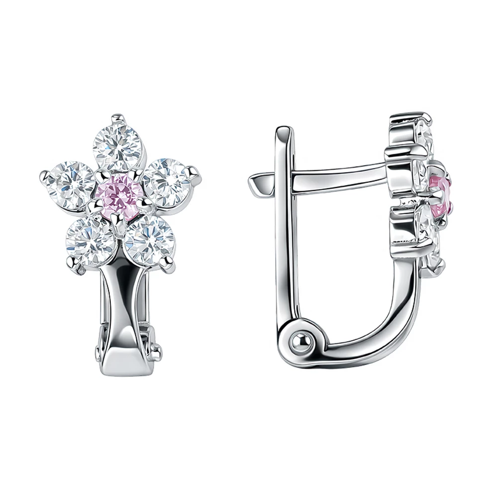 Серьги детские с фианитами из серебра 925 пробы