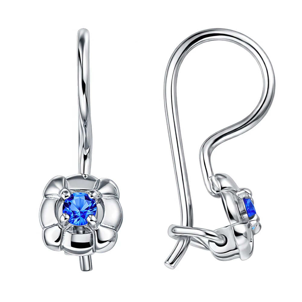 Серьги детские с фианитами из серебра 925 пробы