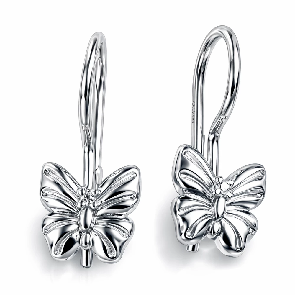 Серьги  Бабочка детские с фианитами из серебра 925 пробы