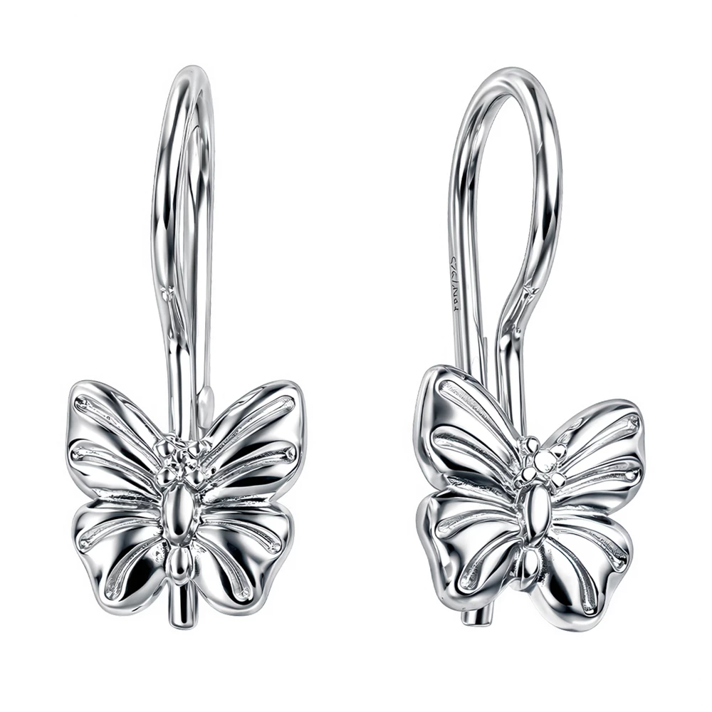 Серьги  Бабочка детские с фианитами из серебра 925 пробы