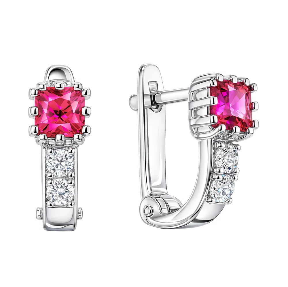 Серьги детские с фианитами из серебра 925 пробы