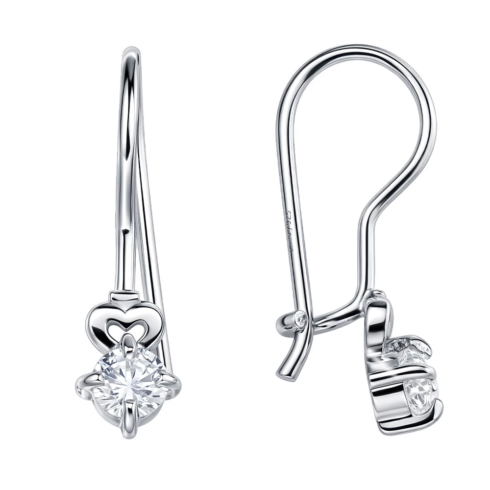 Серьги детские с фианитами из серебра 925 пробы