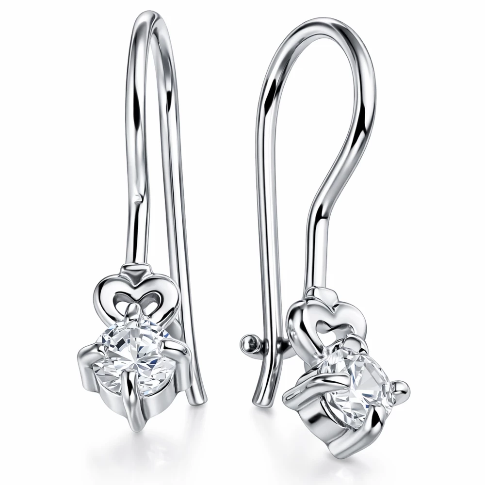 Серьги детские с фианитами из серебра 925 пробы