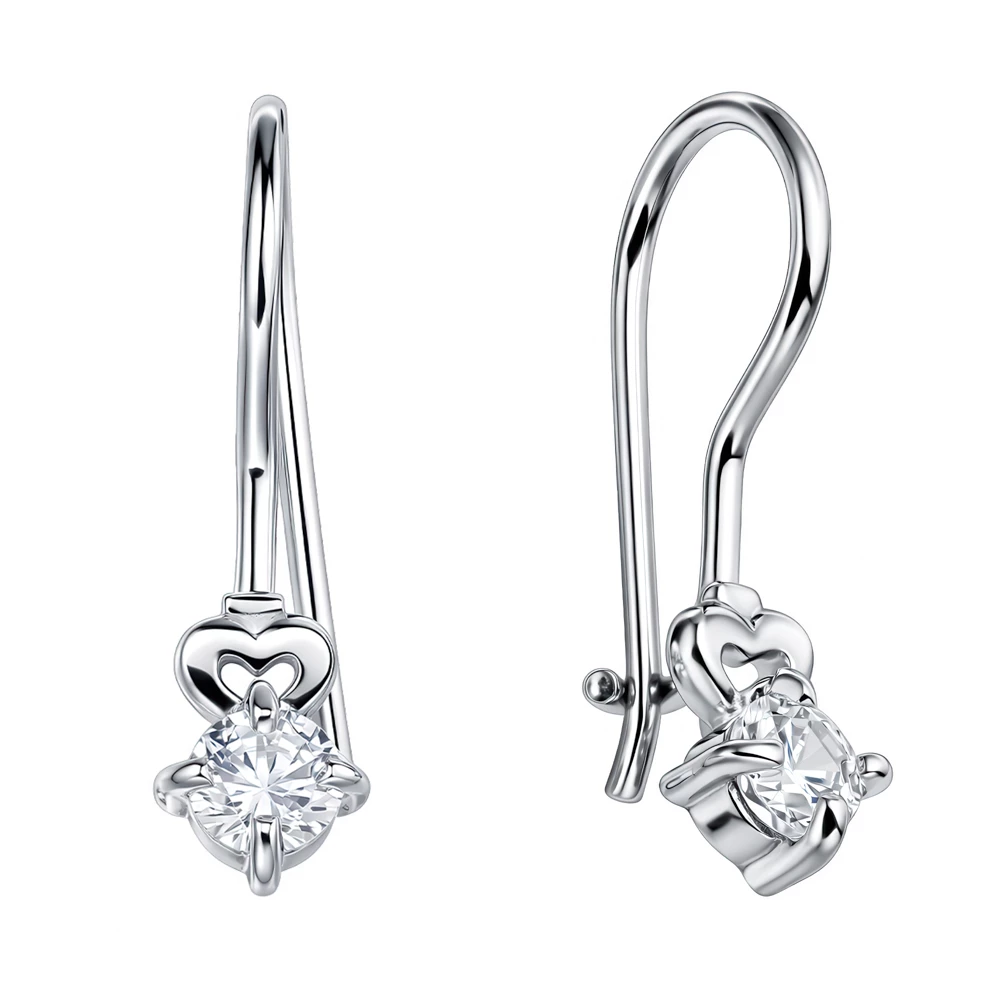 Серьги детские с фианитами из серебра 925 пробы
