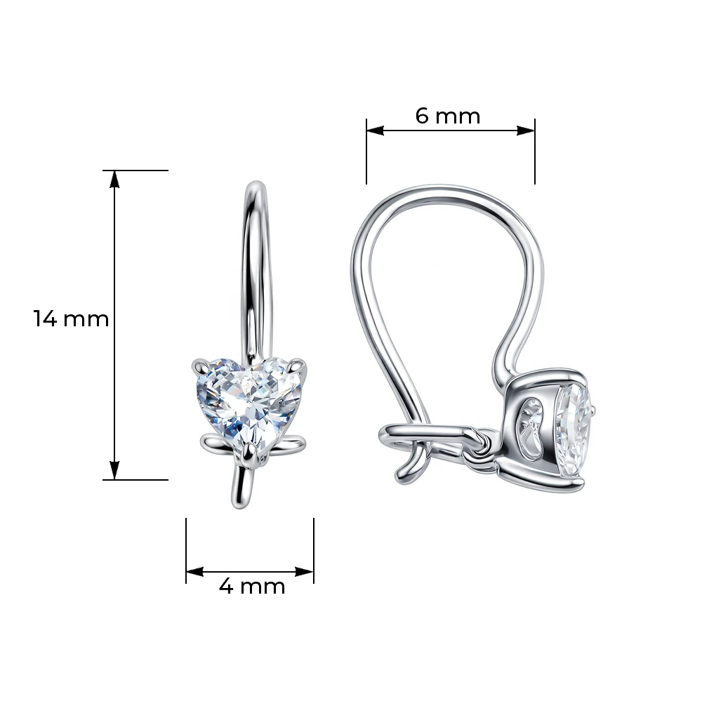 Серьги детские с фианитами из серебра 925 пробы