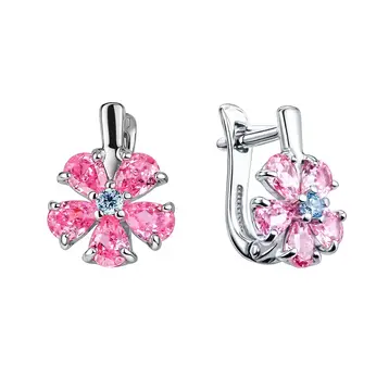 Серьги детские с фианитами из серебра 925 пробы