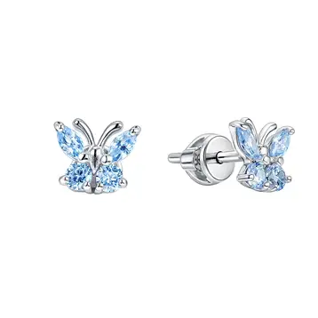 Серьги детские с фианитами из серебра 925 пробы