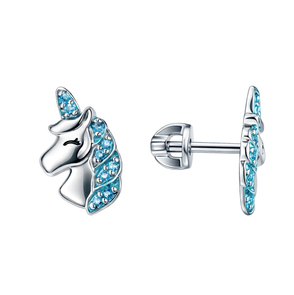 Серьги детские с фианитами из серебра 925 пробы