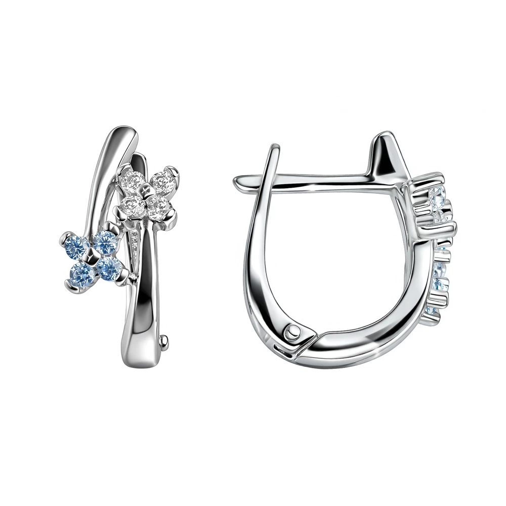 Серьги детские с фианитами из серебра 925 пробы