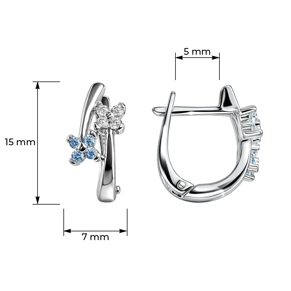Серьги детские с фианитами из серебра 925 пробы