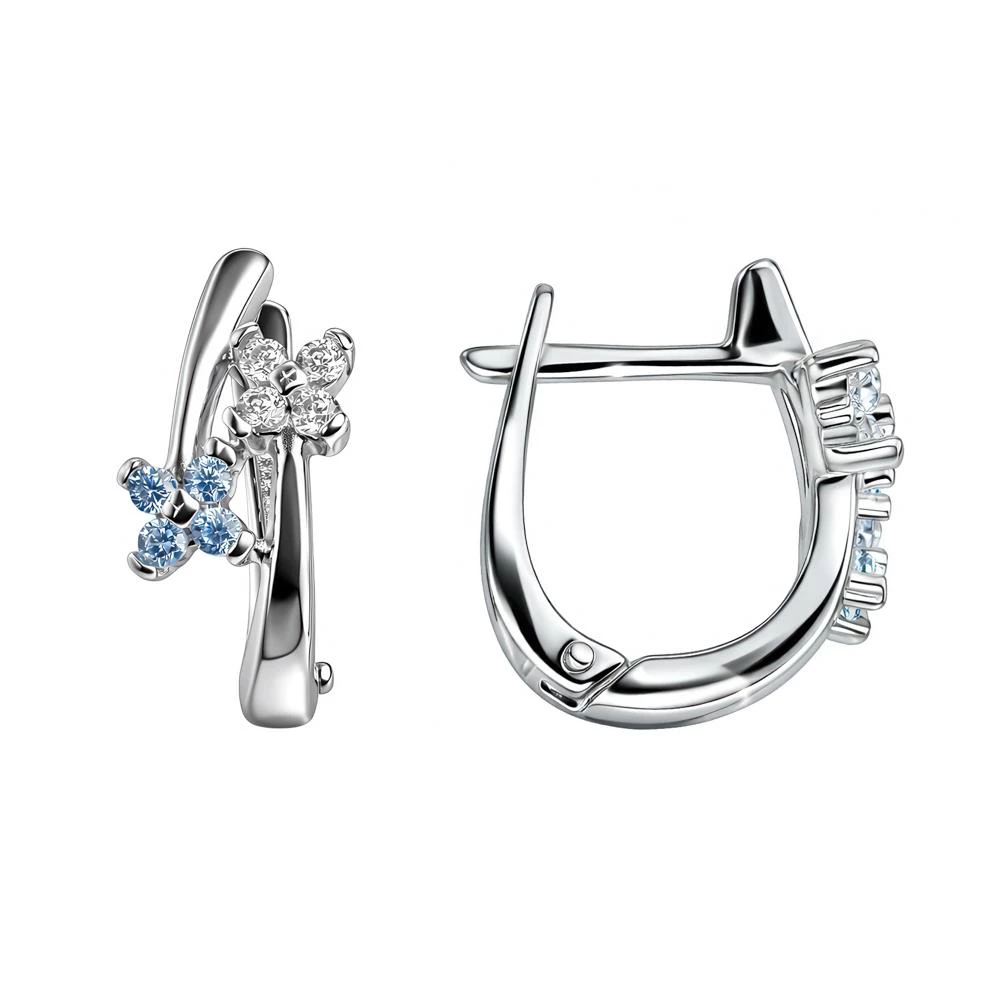 Серьги детские с фианитами из серебра 925 пробы