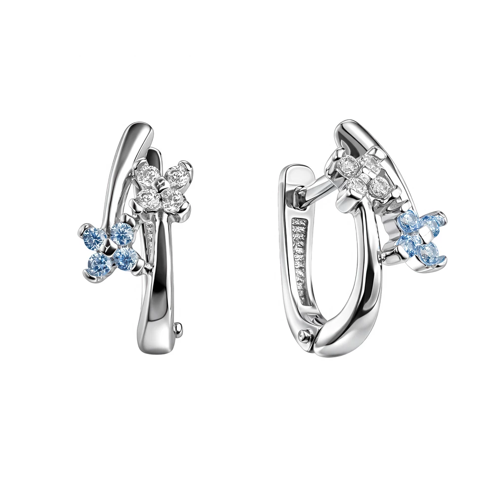 Серьги детские с фианитами из серебра 925 пробы