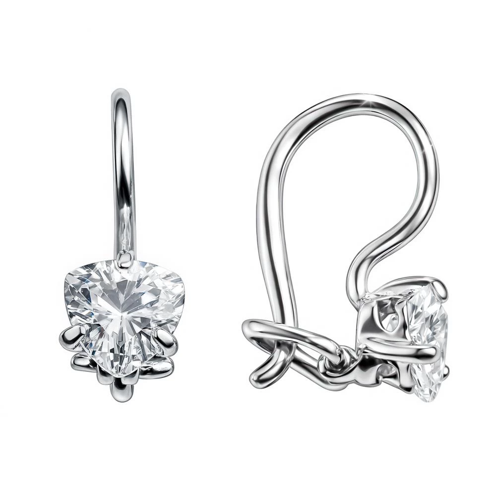 Серьги детские с фианитами из серебра 925 пробы