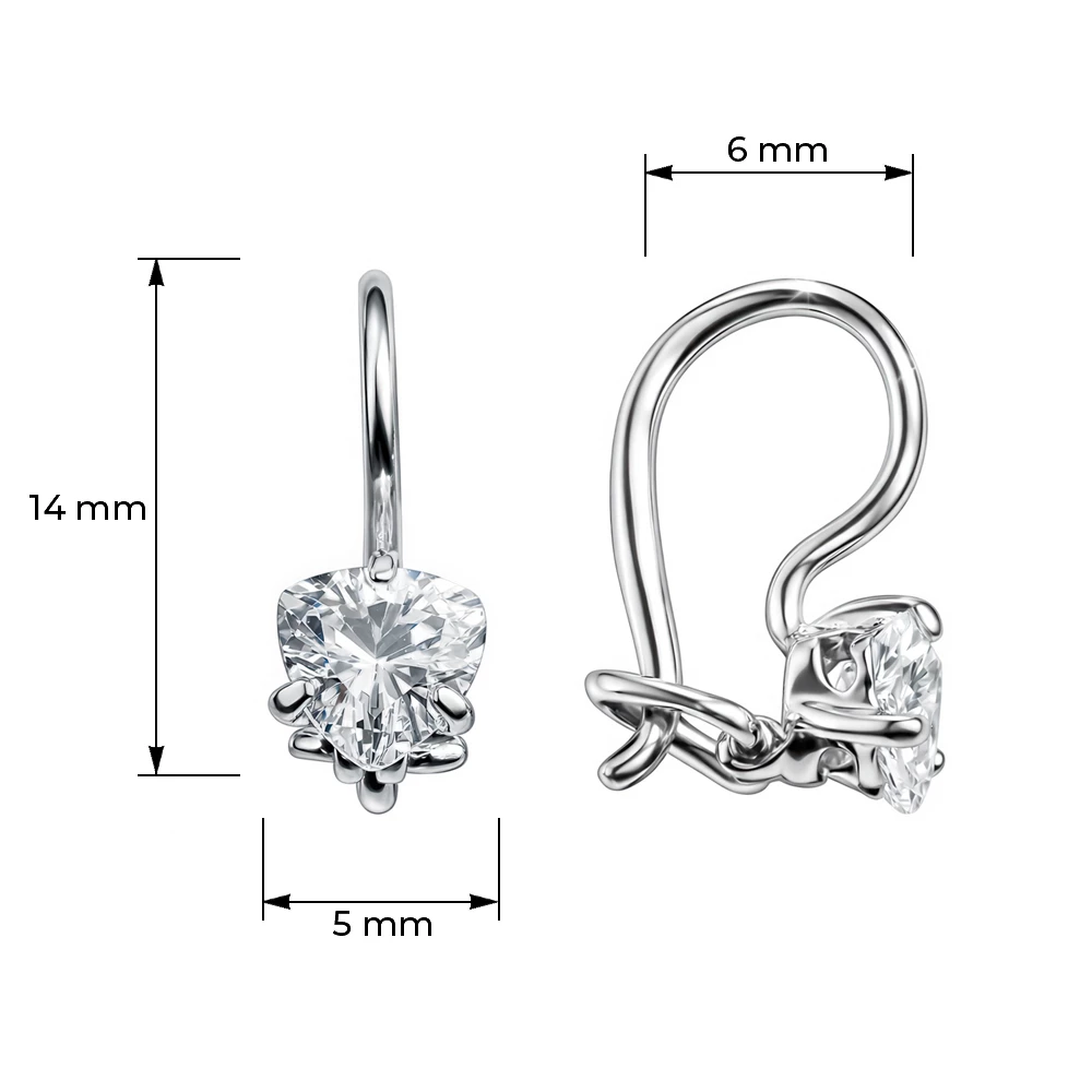 Серьги детские с фианитами из серебра 925 пробы