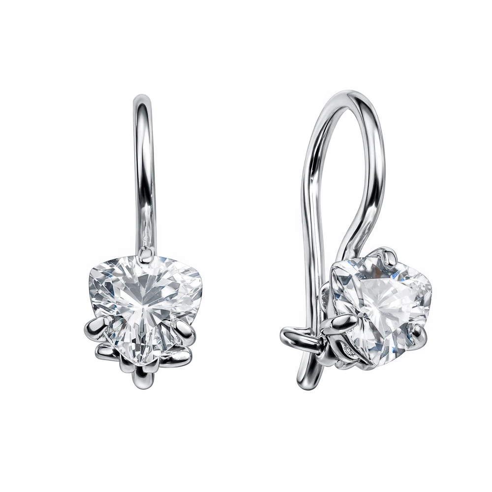 Серьги детские с фианитами из серебра 925 пробы