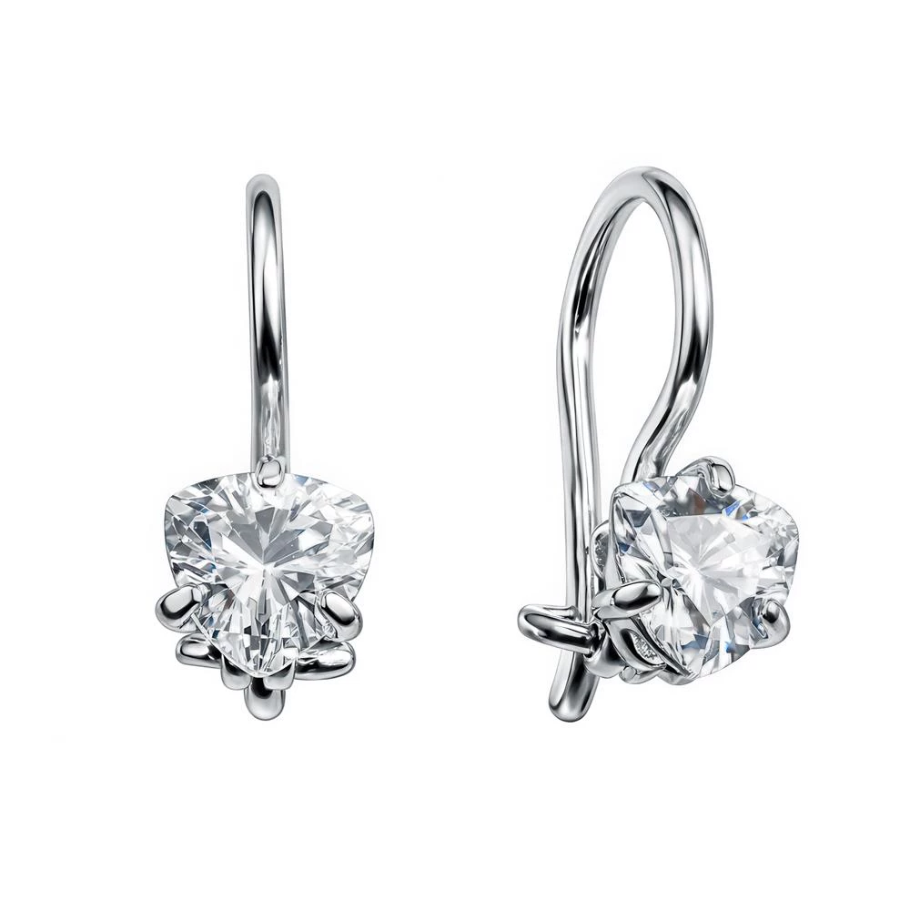 Серьги детские с фианитами из серебра 925 пробы